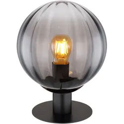 Tischleuchte Glas rauch Nachttischlampe schwarz Kugel Tischlampe, Metall, 1x E27 Fassung, DxH 23x29,5 cm