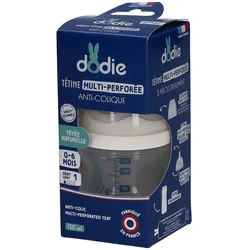 Dodie Flasche Sauger Multi-Perforiert Anti-Colic Blau +0 150 ML