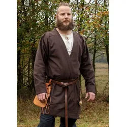 Battle Merchant Wikinger-Kostüm Klappenrock Bjorn, Wikinger Mantel aus Baumwolle, braun M braun M | M