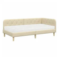 vidaXL Bett Eckbettgestell Creme 90 x 200 cm Stoff (1-tlg)