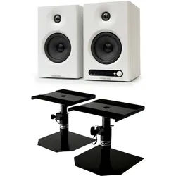Vulkkano Pro4 Studiomonitore weiß Stativ Set