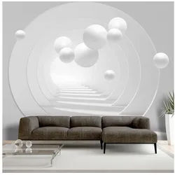 KUNSTLOFT Vliestapete 3D Tunnel 1.5x1.05 m, Halb-matt, lichtbeständige Design Tapete weiß 1.50 m x 1.05 m