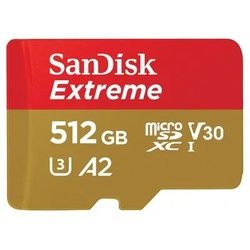 SanDisk Extreme microSDXC UHS-I, C10, U3, V30, A2 + SD Adapter 512 GB 190 MB/s