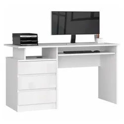 Raumhirsch Furniture Schreibtisch 135 cm Breite - Computertisch - Optimale Arbeitsfläche - Büro, Hochglänzende MDF-Oberfläche, kratzfest, einfache Montage, stylisch weiß