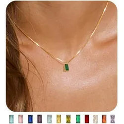 LuxusKollektion Kette mit Anhänger Vergoldete Damen Geburtsstein Kette Gold 14K Schmuck Halskette