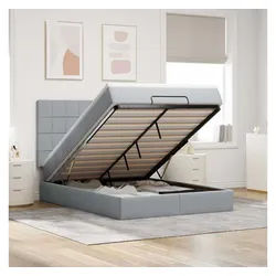 vidaXL Bett, Ottoman-Bett mit Matratze Hellgrau 140x190 cm Stoff
