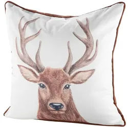 GILDE Rückenkissen Stoff Kissen Hirschkopf braun/creme, Rückseite braun