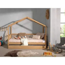Vipack Hausbett , Naturfarben , Holz, Holzwerkstoff , Eiche , massiv, teilmassiv , Höhe ca. 12 cm , 90x200 cm , Babymöbel & Kindermöbel, Kinderzimmer & Jugendzimmer, Kinderbetten, Spielbetten