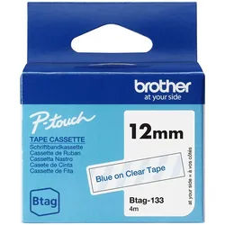 Brother BTAG-133 Etiketten erstellendes Band Blau auf transparent