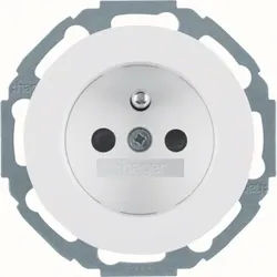 Hager WLS1600WG Steckdose mit Schutzkontaktstift 45°-Stufen variable Einbaulage, erhöhter Berührungsschutz, Steckklemmen, R.Classic, polarweiß glänzend