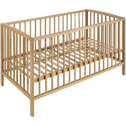 My Baby Lou Gitterbett , Naturfarben , Holz , Buche , 120x60 cm , höhenverstellbar, Aufbauanleitung im Karton, Lattenrost inklusive, Schlupfsprossen , Babymöbel & Kindermöbel, Babyzimmer, Babybetten, Gitterbetten