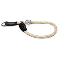 lionto Hunde-Halsband mit Zugstopp, Retrieverhalsband, Nylon, verstellbar & leicht mit Stoppring beige 55 cm Länge / 1 cm Ø | 1 cm x 55 cm