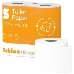 Satino HiCycle Toilettenpapier, 2-lagig, hochweiß, MT1, Saugfähiges Klopapier 100% Recyclingpapier, 1 Paket = 10 Packungen 4 x 400 Blatt
