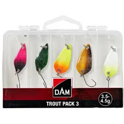 DAM Fishing Kunstköder Trout Pack 3 incl.Box 5 Stück 3,5 - 4,5g Spoons Blinker Forelle Barsch, (Spar-Set), Gemischt Farben