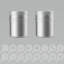 Intirilife Pudersteuer Pulverschüttler Schablonen 18-teiliges Set , Multicolor , Metall , 5.3x7x5.3 cm , rostfrei , Backen & Backzubehör