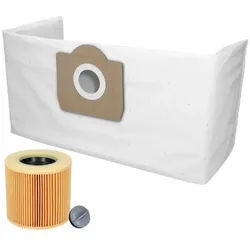 McFilter Staubsaugerbeutel Kärcher (10 Stück) + 1 Filter, passend für Nass- Trockensauger A2254 Me A 2254 Me, A2554 Me A 2554 Me, A2251 Me A 2251 Me, 11 St., Alternative für 6.959-130.0 (Beutel), 6.414-552.0 (Patronenfilter) weiß