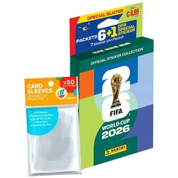 Panini Sammelkarte World Cup 2026 Sticker - 1 Eco-Blister 1 (6 Tüten)+ Hüllen
