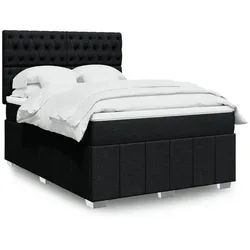 vidaXL Boxspringbett, Boxspringbett mit Matratze Schwarz 140x200 cm Stoff