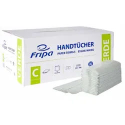 Fripa Papierhandtücher Green, C-Falz, 25 x 33 cm, 1-lagige Handtücher aus 100% recyceltem Material, 1 Karton = 20 Packungen à 180 Tücher = 3600 Tücher