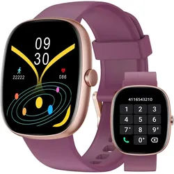 HUAKUA D3 Smartwatch (4,6 cm, android ios), SMARTWATCH MIT BLUETOOTH ANRUFEN FITNESSMODI UND GESUNDHEITSANALYSE lila