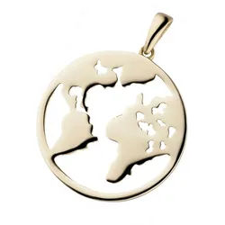 JOBO Kettenanhänger Anhänger Welt Weltkarte 19 mm, 333 Gold gelb|goldfarben