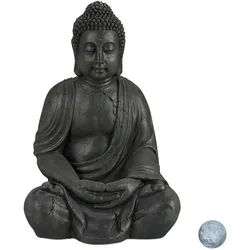 Relaxdays Buddha Figur , Anthrazit , Kunststoff , 45x70x35 cm , Dekoration, Dekofiguren & Skulpturen, Buddha-Statuen