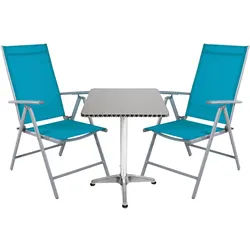 Mojawo Bistrogarnitur 3-teilig Aluminium - Textilen Silber / Patrol