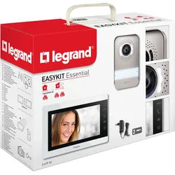 Legrand 367910 EASYKIT Essential Video-Türsprechanlagen-Set mit 2-Draht-Anschluss, 7"-Farbmonitor & Weitwinkelkamera, 1-/2-Familienhaus-Set, Steckernetzgerät, weiß