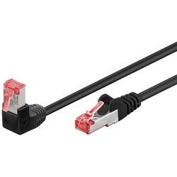 Goobay CAT 6 Patchkabel 1x 90° gewinkelt, S/FTP (PiMF), Schwarz
