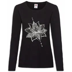 Urban Backwoods Langarmshirt Tattoo Flower Damen Langarmshirt Blume Pflanze Plant Art Tattooist (1-tlg) Tättowierer Studio Artist Floristin schwarz XS