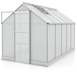 Vitavia Gewächshaus Apollo 6200 inkl. 2 Dachfenstern - 6,2 m2 -Alu-blank eloxiert-6 mm Hohlkammerplatten