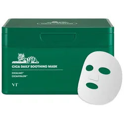 VT Cosmetics Gesichtsmaske Cica Daily Soothing Mask – beruhigende Tuchmasken für empfindliche Haut – 30 St, – hydratisierend & regenerierend weiß