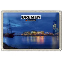 Roomando Metallschild Städte Bremen Deutschland Weserstadion 18x12cm 18x12