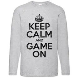 Urban Backwoods Langarmshirt Keep Calm And Game On Langarm T-Shirt Geek Nerd Gamer Admin Repair Mr. (1-tlg) RPG Robot Role Play grau S