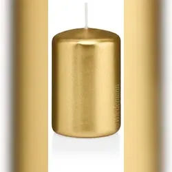 Stumpenkerzen Gold 100 x 60 mm, 4 Stück, Wiedemann Kerzen
