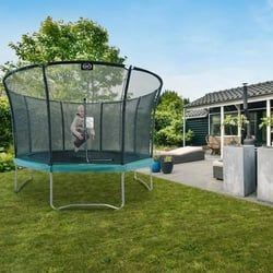 Ambia Garden Trampolin , Grün, Schwarz , Metall, Kunststoff , rund , 405x269x405 cm , EN 71, Ce , Freizeit & Co, Gartenspielzeug, Hüpfburgen & Trampoline