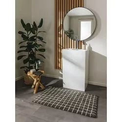 benuta Badematte Wavu, Höhe 6 mm, Baumwolle, rechteckig, 100% Baumwolle, handgeknüpft, Minimalistisch, Badezimmer grau rechteckig | 70 cm x 120 cm x 6 mm