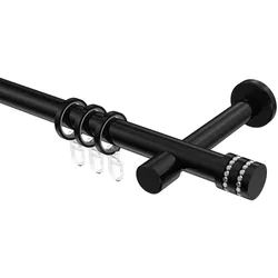 GARDINENSTANGE Prestige Estana 260 cm (geteilt in 2 x 130 cm), 1-läufig, 20 mm Ø Schwarz