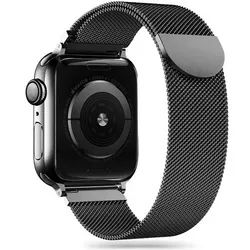TECH PROTECT Smartwatch-Armband für Apple Watch (42/44/45/49 mm), Elegantes Edelstahl-Milanese Armband schwarz
