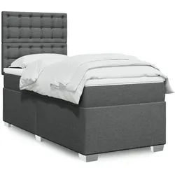 vidaXL Boxspringbett, Boxspringbett mit Matratze Dunkelgrau 90x190 cm Stoff