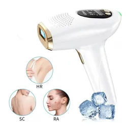 feinlux IPL-Haarentferner Laser Haarentfernung mit Eiskühlung Pflegefunktion, 999999 Lichtimpulse, Haarentfernungsgerät für Achseln Beine Arme Bikinizone (1-Weiß), für Frauen Permanent weiß