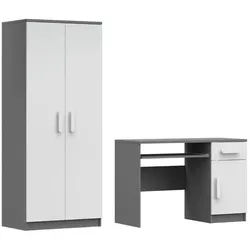 Deine Möbel 24 Kinderzimmer-Set Inge IV 2-teilig in Weiß+Grau/Weiß , Weiß, Grau , Holzwerkstoff , 190x192x50 cm , Babymöbel & Kindermöbel, Kinderzimmer & Jugendzimmer, komplette Jugendzimmer