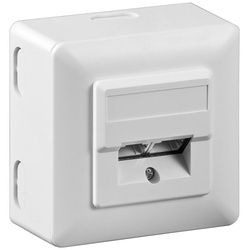 Goobay CAT 5e Universaldose inkl. Aufputzmontage-Rahmen - 2x RJ45-Anschlüsse, geschirmt, Klemmleiste für werkzeugfreie LSA-Montage