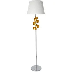 Stehleuchte , Chromfarben, Goldfarben , Metall, Kunststoff , 41x168x41 cm , RoHS, Europäischer Sicherheitsstandard , Schnurschalter, einfach zu transportieren , Lampen & Leuchten, Leuchtenserien