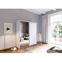 priess Schwebetürenschrank Arnsberg mit Spiegel weiß 187 cm x 211 cm x 64,5 cm