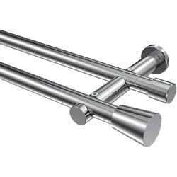 GARDINENSTANGE Platon Sitra 360 cm (geteilt in 2 x 180 cm), 2-läufig (ohne Ringe), 20 mm Ø Chrom