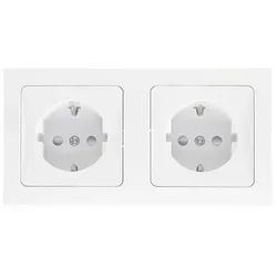 ChiliTec DELPHI Set 2 Steckdosen + 2-fach Rahmen 250V~/ 16A, Steckanschluss, weiß