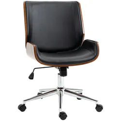 Vinsetto Bürostuhl mit Wippfunktion, Ergonomischer Computerstuhl, bis 120 kg Belastbar , Schwarz , Leder , 60x96x53 cm , Büromöbel, Bürostühle, Drehstühle