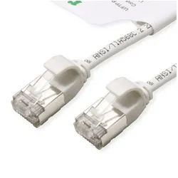 ROLINE GREEN U/FTP Patchkabel Cat.6A (Class EA) LAN-Kabel, RJ-45 Männlich (Stecker), RJ-45 Männlich (Stecker) (15.0 cm), LSOH, slim weiß