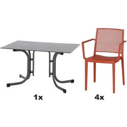 SIENA GARDEN Urban Lights Set 5teilig Square Sessel gastrotauglich brick mit Tisch Sola 120x80